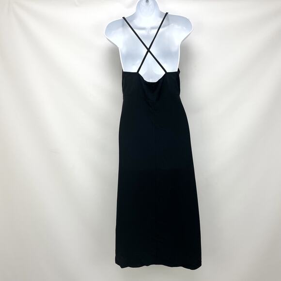 Everlane Womens Midi Slip Dress Size 2 Black Japanese GoWeave Cross-Back NWT - Picture 4 of 7